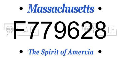 F779628 Massachusetts License Plate