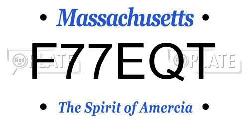 F77EQT Massachusetts License Plate