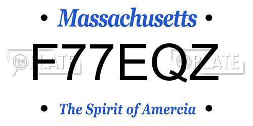 F77EQZ Massachusetts License Plate