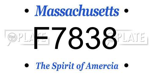 F7838 Massachusetts License Plate