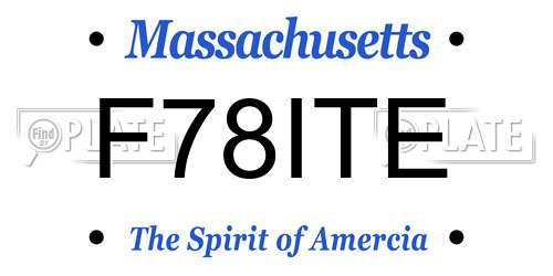 F78ITE Massachusetts License Plate