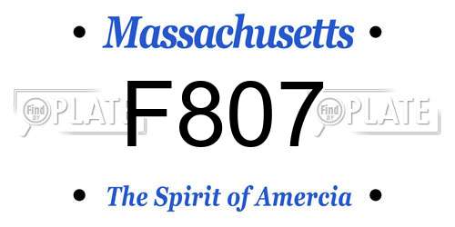 F807 Massachusetts License Plate