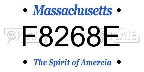 F8268E Massachusetts License Plate