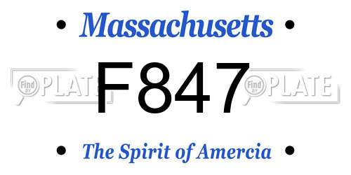 F847 Massachusetts License Plate