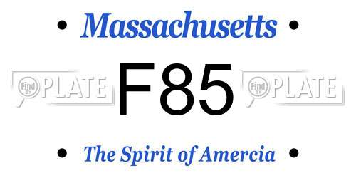 F85 Massachusetts License Plate