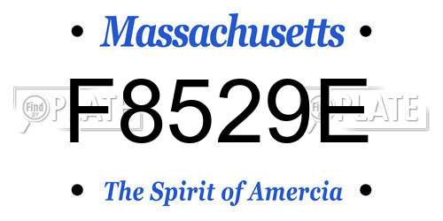 F8529E Massachusetts License Plate