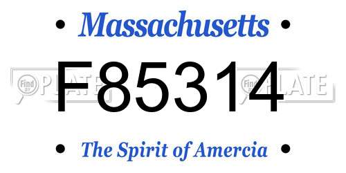 F85314 Massachusetts License Plate