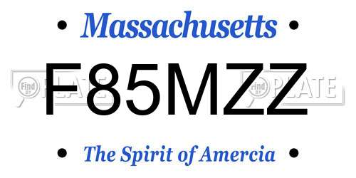 F85MZZ Massachusetts License Plate