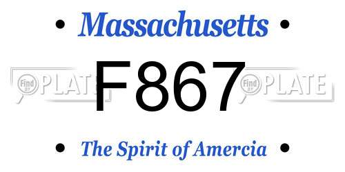 F867 Massachusetts License Plate