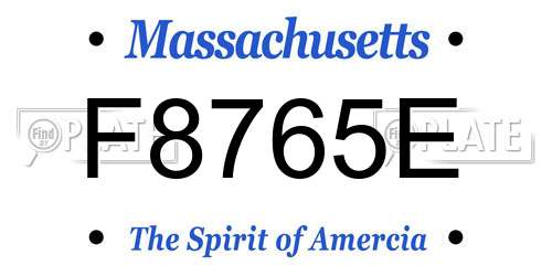 F8765E Massachusetts License Plate