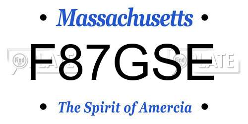 F87GSE Massachusetts License Plate