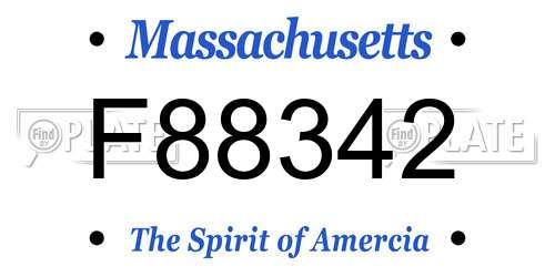 F88342 Massachusetts License Plate