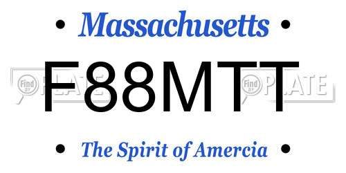 F88MTT Massachusetts License Plate
