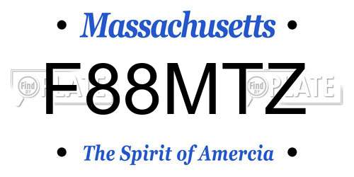 F88MTZ Massachusetts License Plate