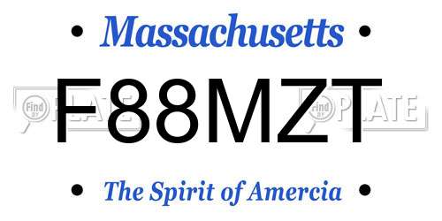 F88MZT Massachusetts License Plate