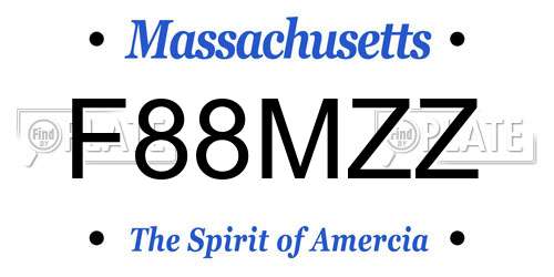F88MZZ Massachusetts License Plate
