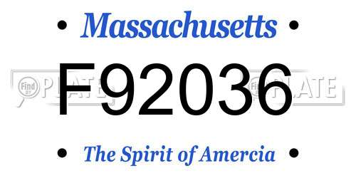 F92036 Massachusetts License Plate