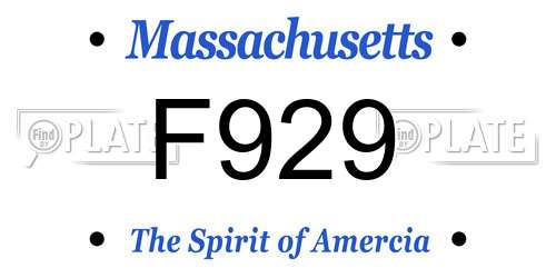F929 Massachusetts License Plate