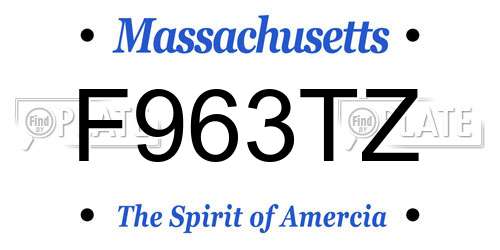 F963TZ Massachusetts License Plate