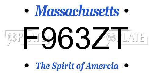 F963ZT Massachusetts License Plate