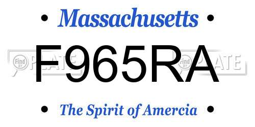 F965RA Massachusetts License Plate