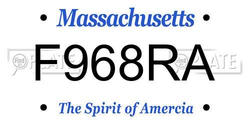 F968RA Massachusetts License Plate