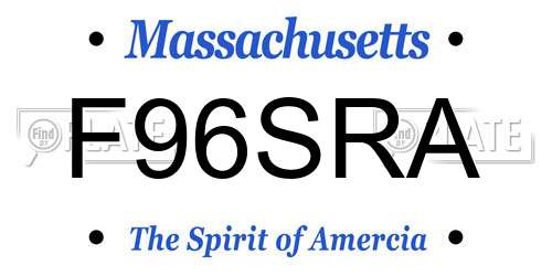 F96SRA Massachusetts License Plate