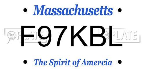 F97KBL Massachusetts License Plate