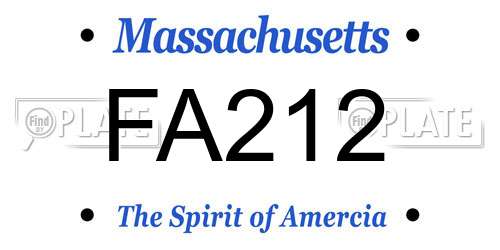 FA212 Massachusetts License Plate