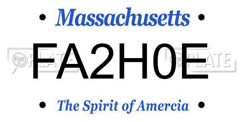 FA2H0E Massachusetts License Plate
