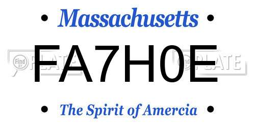 FA7H0E Massachusetts License Plate