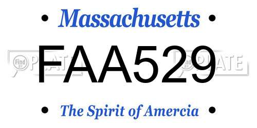 FAA529 Massachusetts License Plate