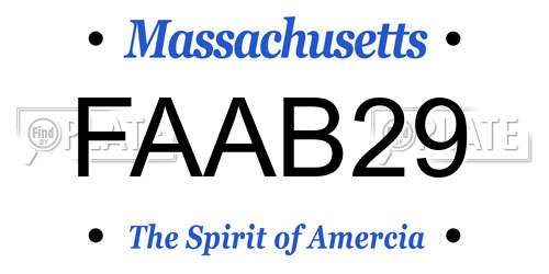 FAAB29 Massachusetts License Plate