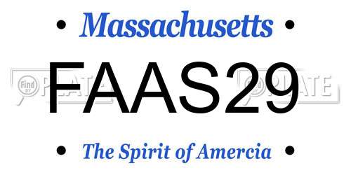 FAAS29 Massachusetts License Plate