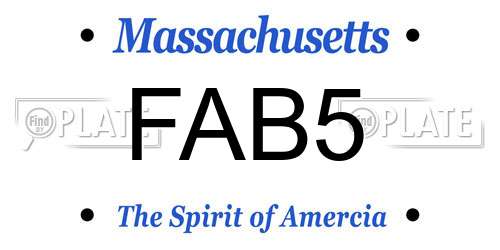 FAB5 Massachusetts License Plate