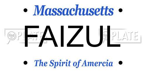 FAIZUL Massachusetts License Plate