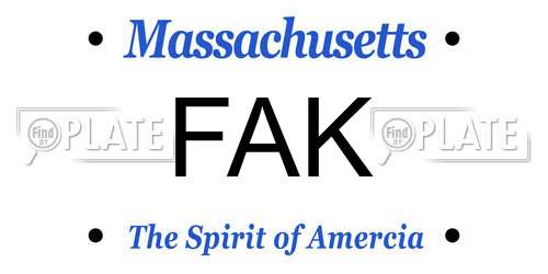 FAK Massachusetts License Plate