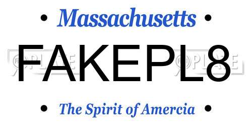 FAKEPL8 Massachusetts License Plate