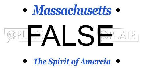 FALSE Massachusetts License Plate