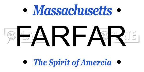 FARFAR Massachusetts License Plate