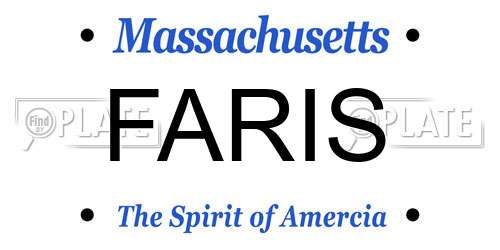 FARIS Massachusetts License Plate