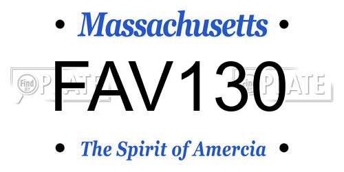 FAV130 Massachusetts License Plate