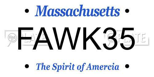 FAWK35 Massachusetts License Plate
