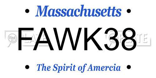 FAWK38 Massachusetts License Plate
