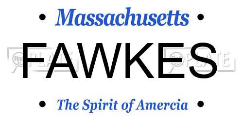 FAWKES Massachusetts License Plate