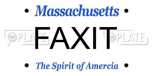 FAXIT Massachusetts License Plate