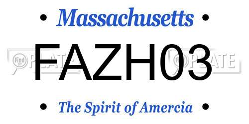 FAZH03 Massachusetts License Plate