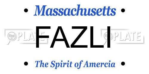 FAZLI Massachusetts License Plate