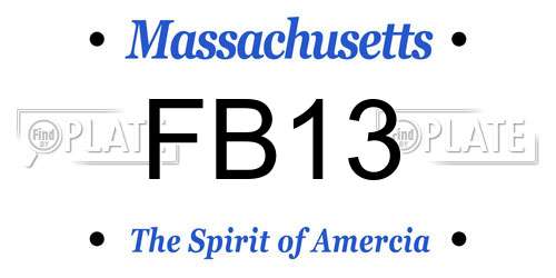 FB13 Massachusetts License Plate
