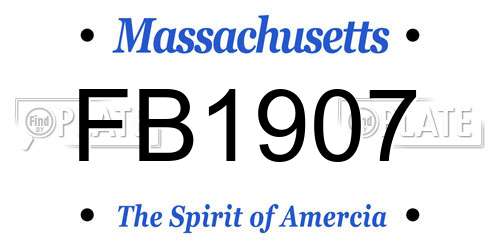 FB1907 Massachusetts License Plate